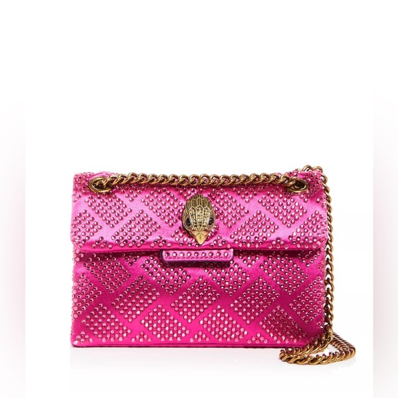 NWT Kurt Geiger London Bright Pink Mini Embellished Satin Crossbody Bag - Picture 5 of 8